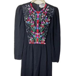 Vintage Pat Sandler for Wellmore beaded sequin long sleeve Sweater Dress